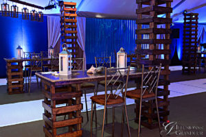 Rustic Tables with Towers 30" x 72" x 42"h Table 18" x 18" x 9'6h Tower