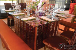 Wave Tables 58" x 68" Glass Tops x 30"h