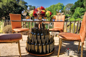 Wine Bottle Tables 60" Glass Tops x 30"h