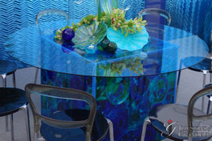 Cube Tables / Glass Ball Image 60" round Glass Tops x 30"h Different Images available