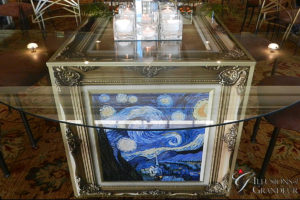 Cube Tables / French Artists 60" round Glass Tops x 30"h Different Images available