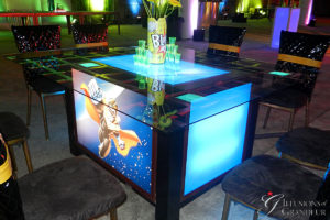 Light-Box seated Tables / Super Hero Image 58" x 68" Glass Tops x 30"h Different Images available