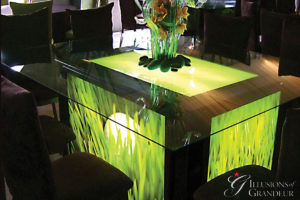 Light-Box seated Tables / Golf Image 58" x 68" Glass Tops x 30"h Different Images available