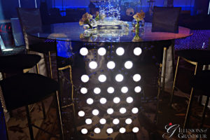 Tall Light-Box Tables / Sci Fi 60" round Glass Tops x 42" high