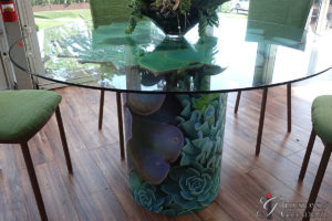 Succulent Tables 48" round Glass x 30"h