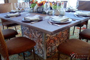 Tooled Leather Tables 66"x66"x30"h