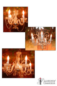 Set of faux Crystal Chandeliers 14",16",24"