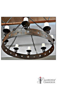 Wrought Iron Chandelier 38"x38"x12"H