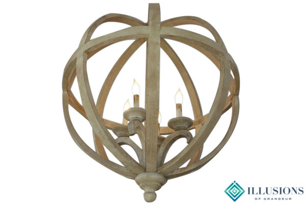 Distressed Wood Sphere Chandelier