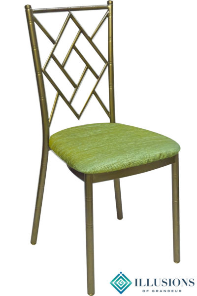 Bronze Diamond Chairs with Green Crinkle Cushion