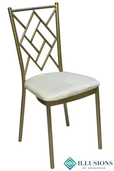 Bronze Diamond Chairs with Ivory Crinkle Cushion