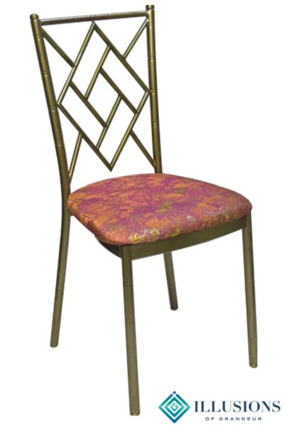 Bronze Diamond Chairs with Orange Travertine Cushion