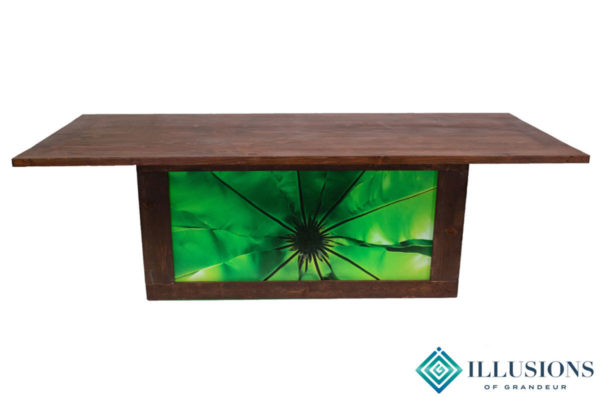 Illuminated Redwood Dining Tables with Leaf Images