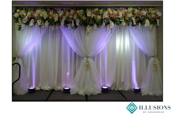 Wedding Fabric Drape with Flowers